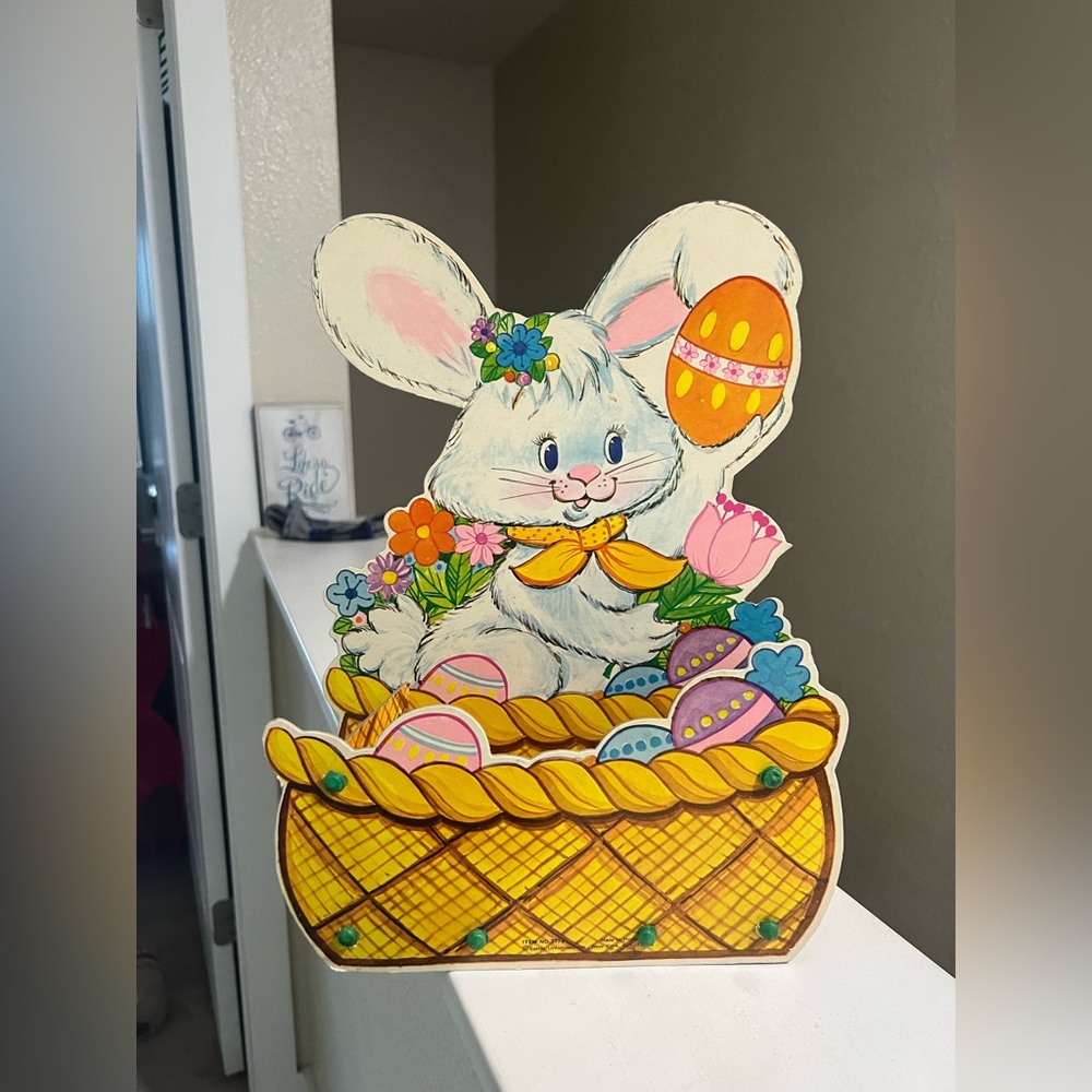 Vintage Cardboard Standing Easter Bunny Rabbit